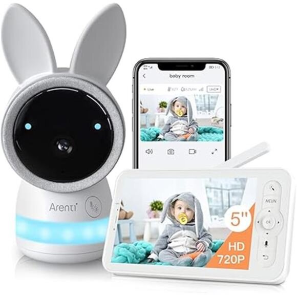 Video Baby Monitor, Audio Monitor with 2K Ultra HD WiFi Camera,5" Color Display - Picture 7 of 7